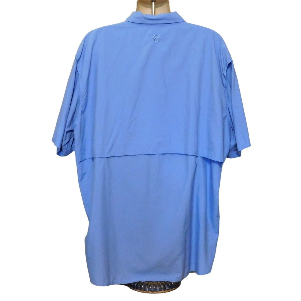 Magellan Outdoors Fish Gear Shirt 3XL Blue Vented Relaxed Short Sleeves Nylon - Picture 3 of 5